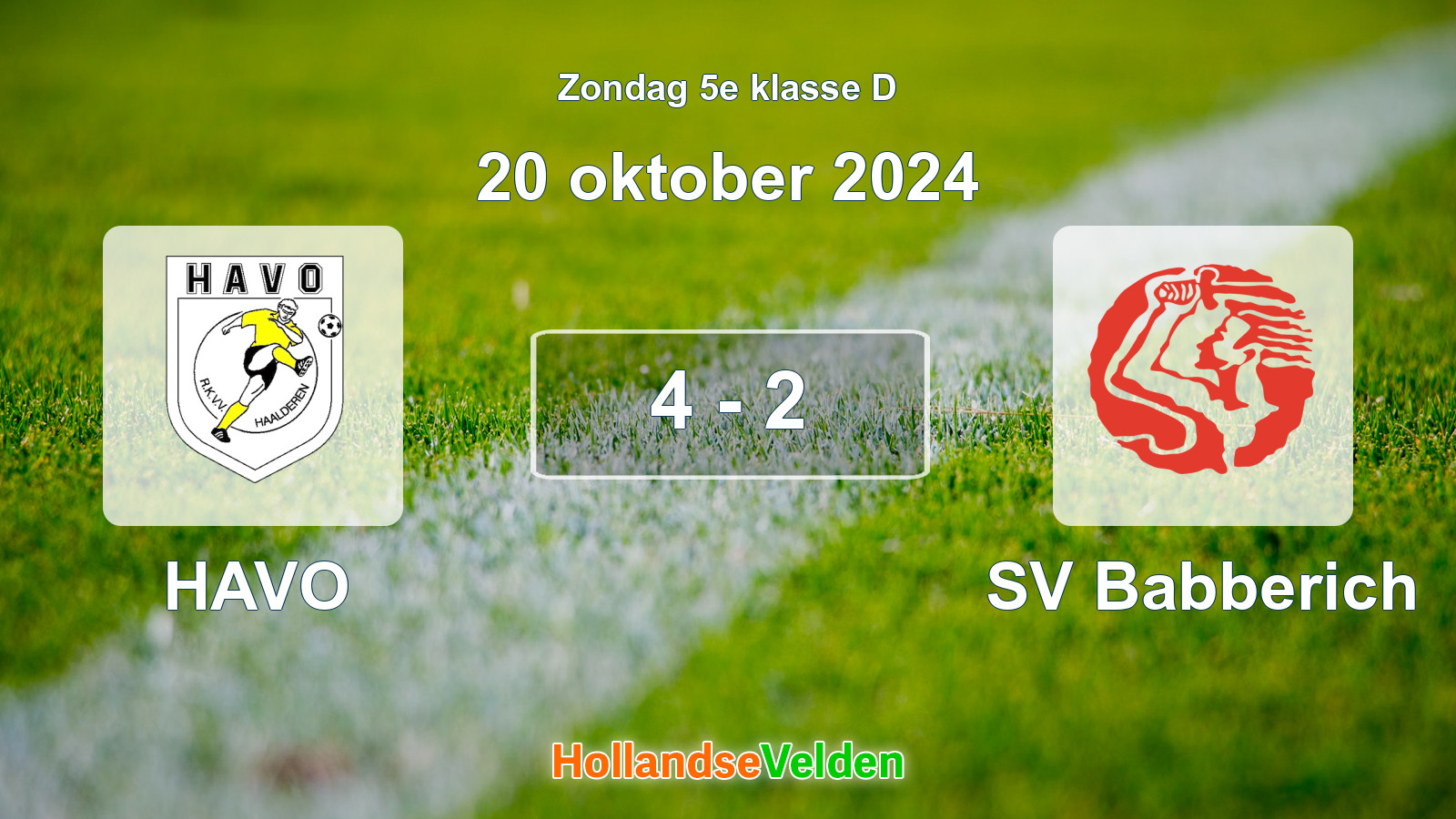 Gespeelde wedstrijd: HAVO - SV Babberich 4 - 2 (20 oktober 2024)