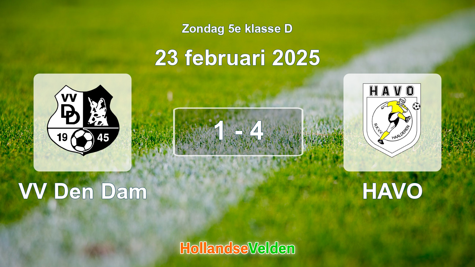 Gespeelde wedstrijd: VV Den Dam - HAVO 1 - 4 (23 februari 2025)