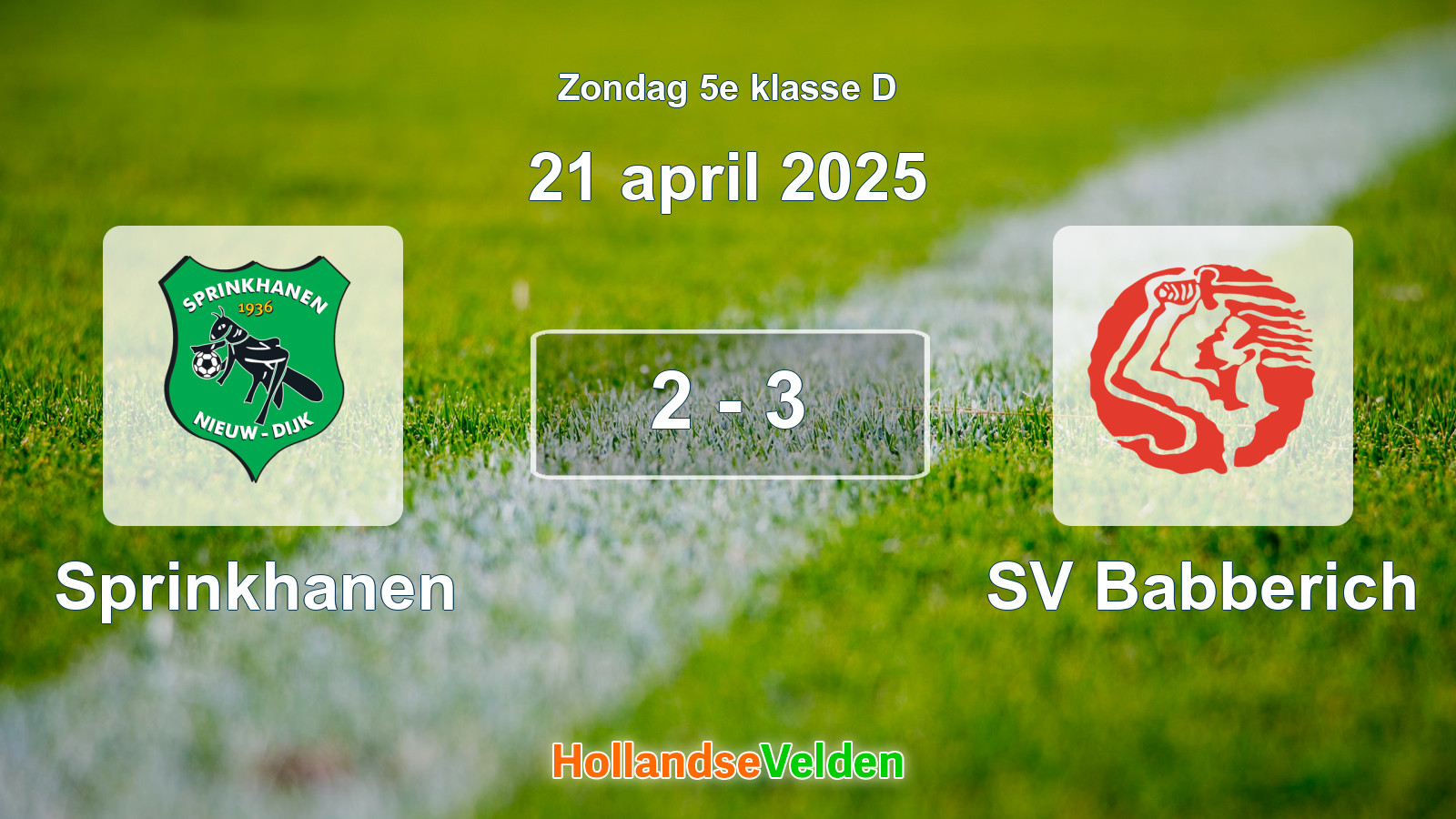 Gespeelde wedstrijd: Sprinkhanen - SV Babberich 2 - 3 (21 april 2025)