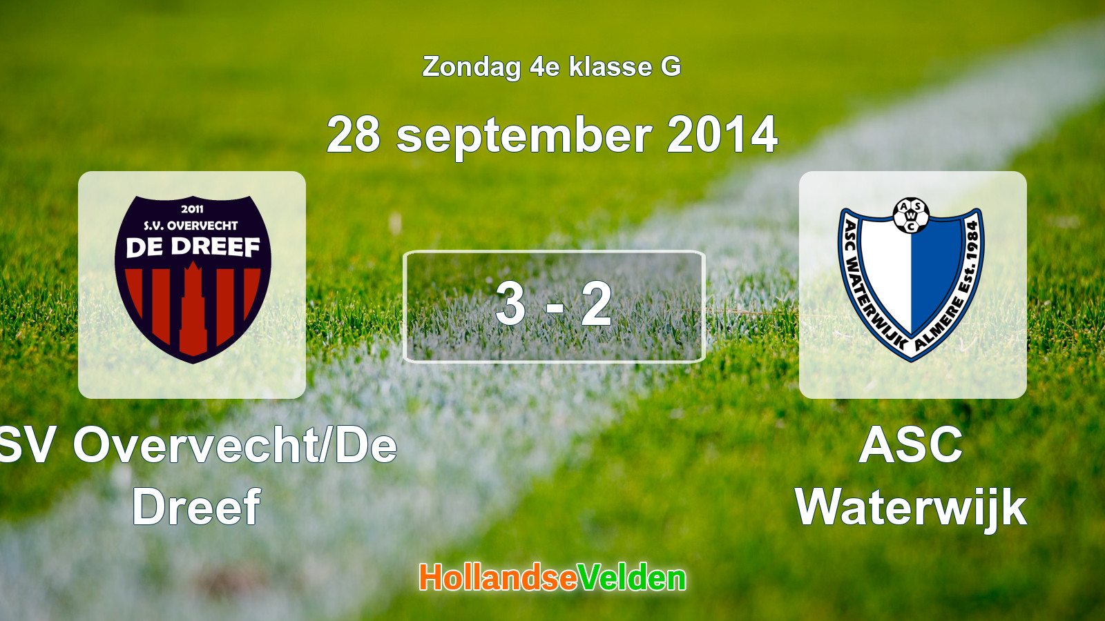 Gespeelde wedstrijd: SV Overvecht/De Dreef - ASC Waterwijk 3 - 2 (28 september 2014)