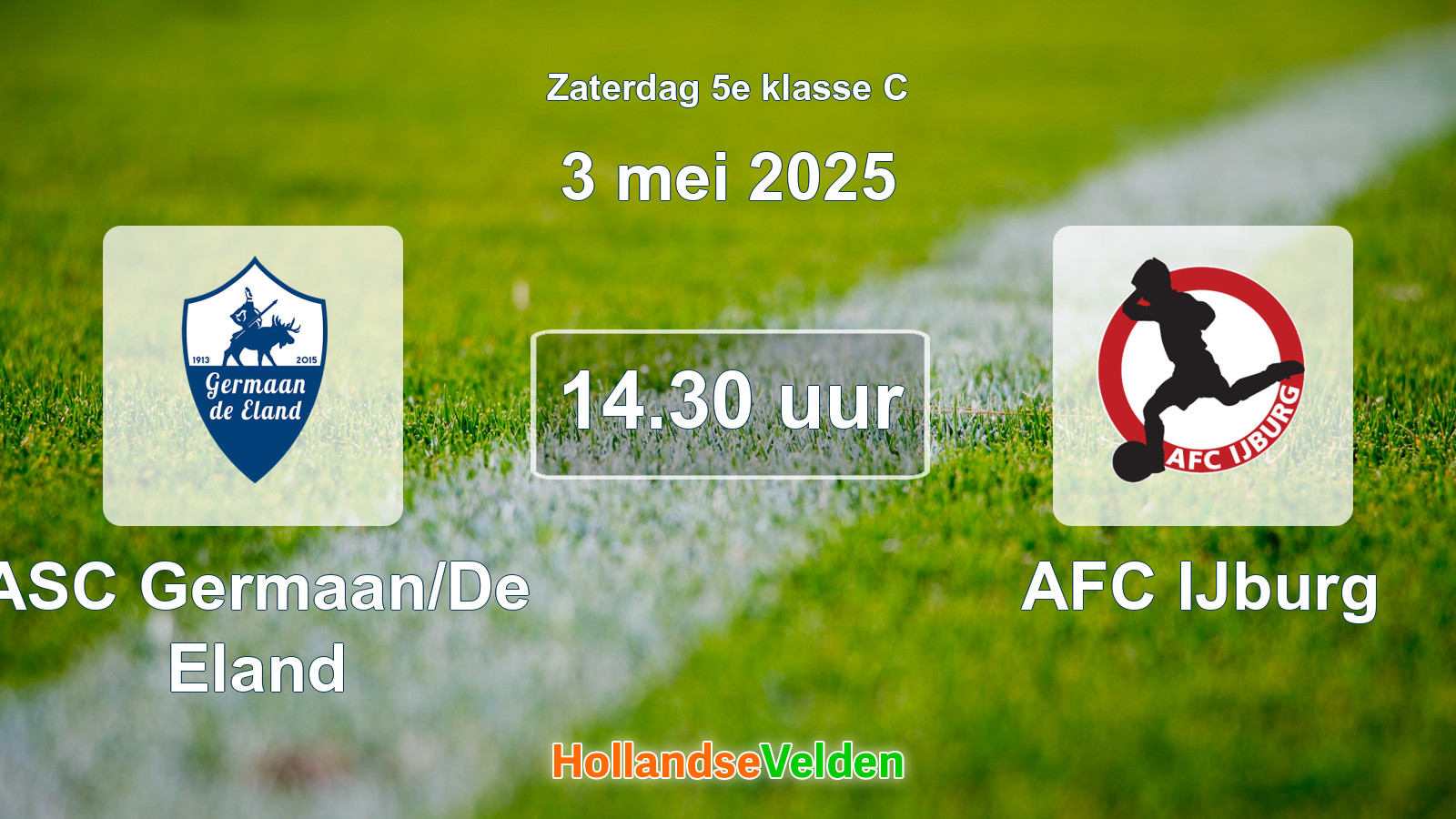 Geplande wedstrijd: ASC Germaan/De Eland - AFC IJburg (3 mei 2025)
