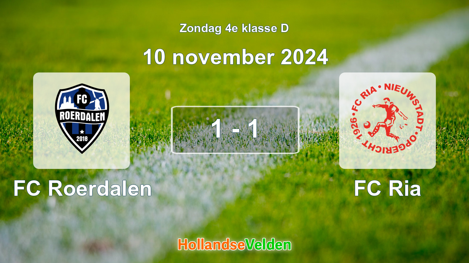 Gespeelde wedstrijd: FC Roerdalen - FC Ria 1 - 1 (10 november 2024)