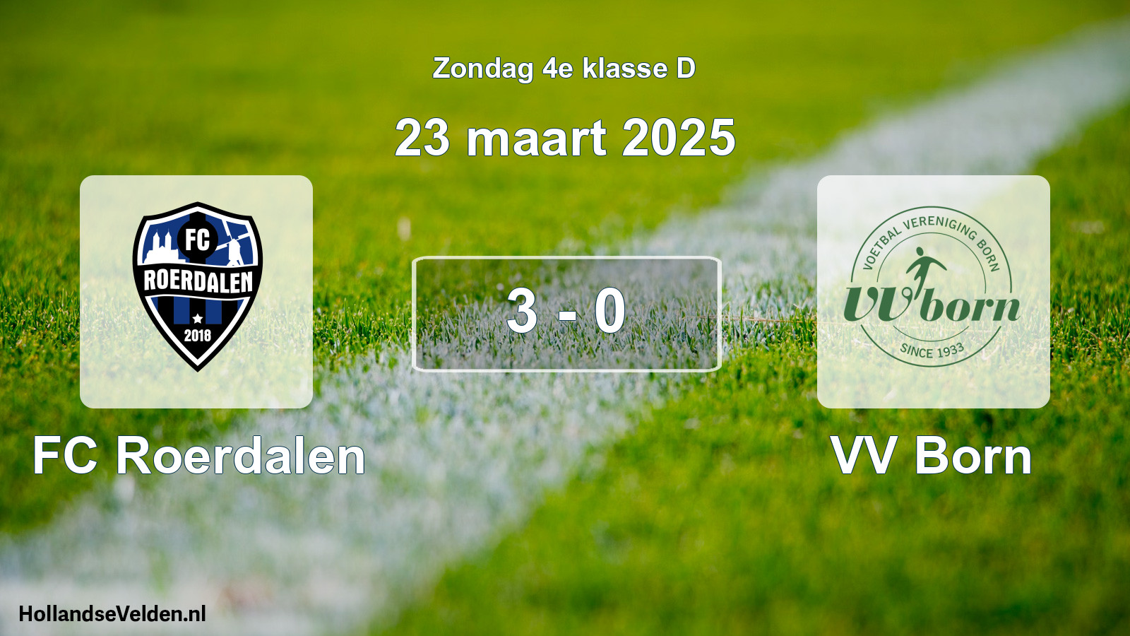 Gespeelde wedstrijd: FC Roerdalen - VV Born 3 - 0 (23 maart 2025)