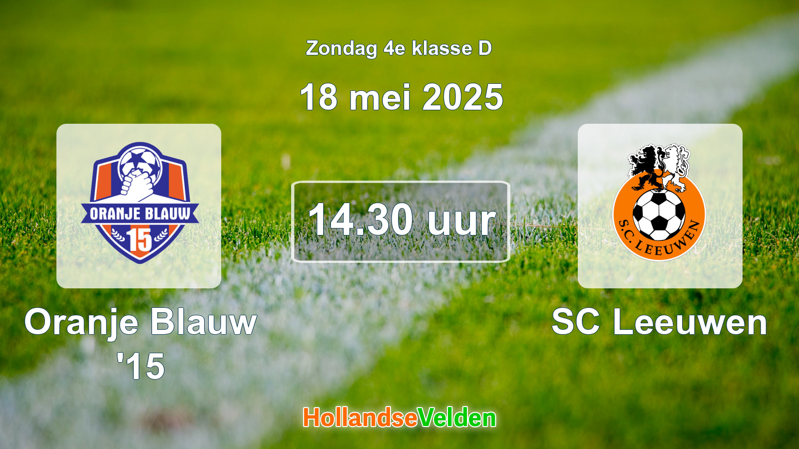 Geplande wedstrijd: Oranje Blauw '15 - SC Leeuwen (18 mei 2025)