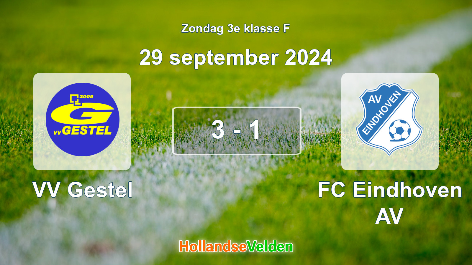 Gespeelde wedstrijd: VV Gestel - FC Eindhoven AV 3 - 1 (29 september 2024)