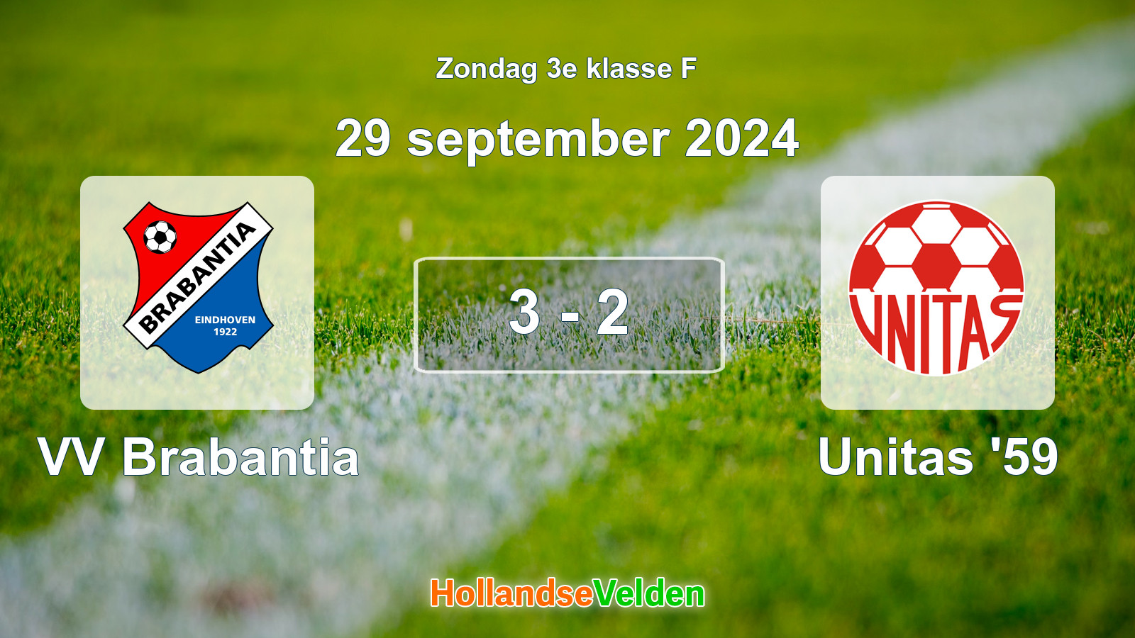 Gespeelde wedstrijd: VV Brabantia - Unitas '59 3 - 2 (29 september 2024)