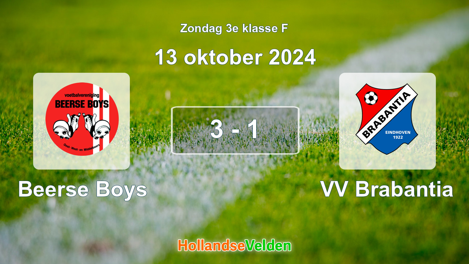 Gespeelde wedstrijd: Beerse Boys - VV Brabantia 3 - 1 (13 oktober 2024)