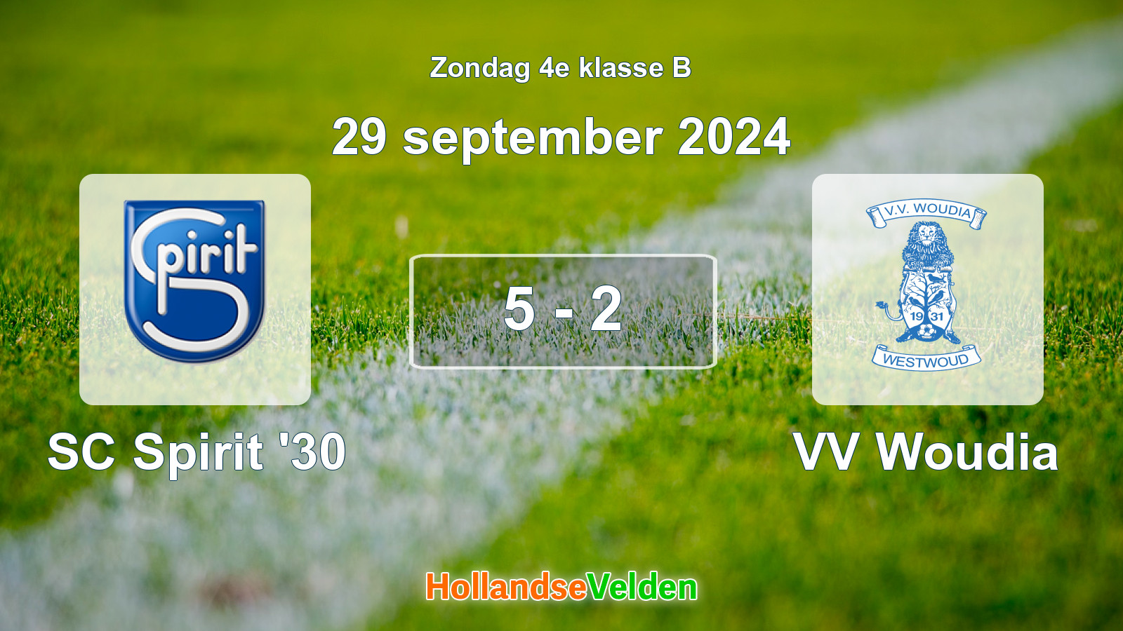 Gespeelde wedstrijd: SC Spirit '30 - VV Woudia 5 - 2 (29 september 2024)