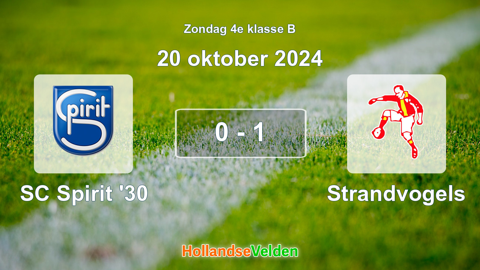 Gespeelde wedstrijd: SC Spirit '30 - Strandvogels 0 - 1 (20 oktober 2024)