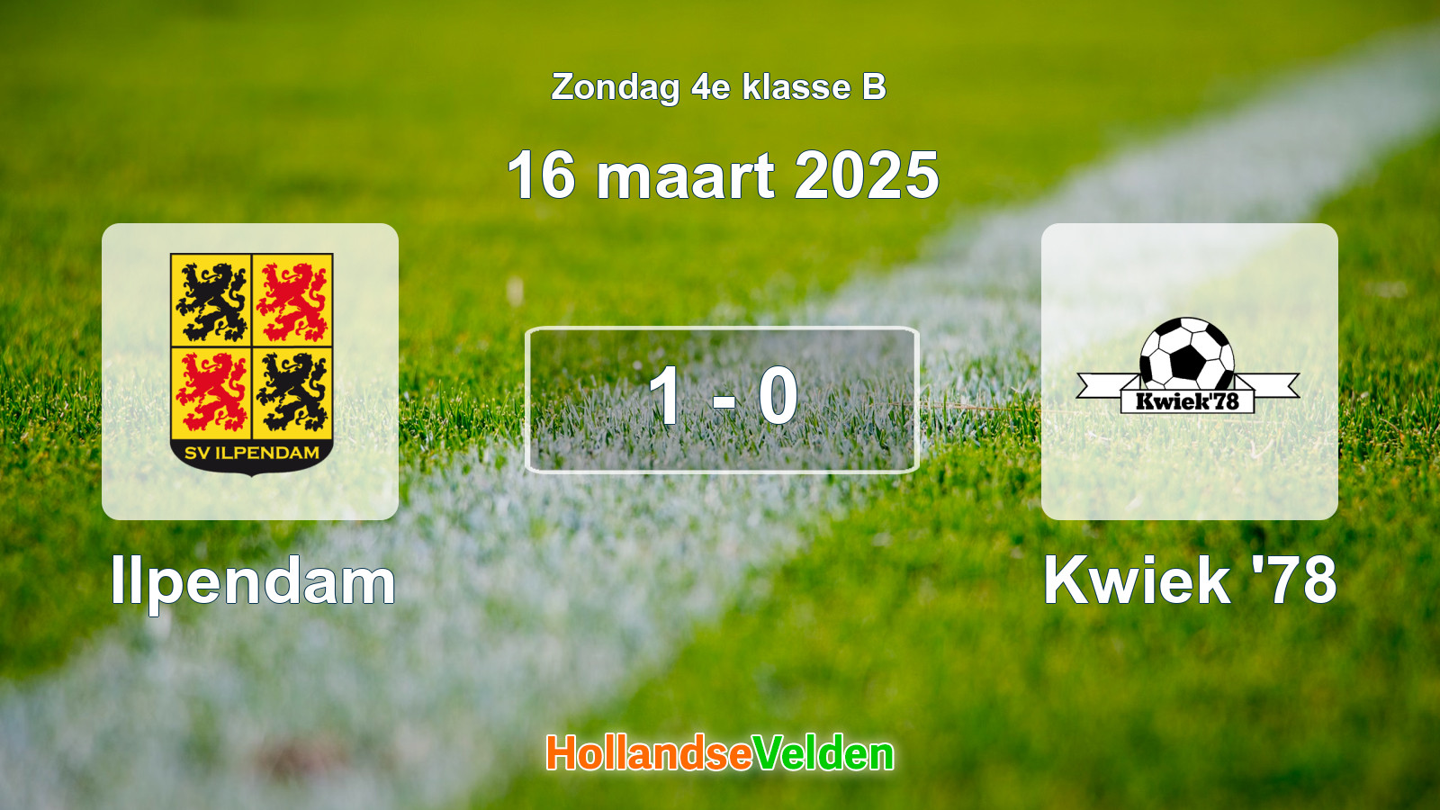 Gespeelde wedstrijd: Ilpendam - Kwiek '78 1 - 0 (16 maart 2025)