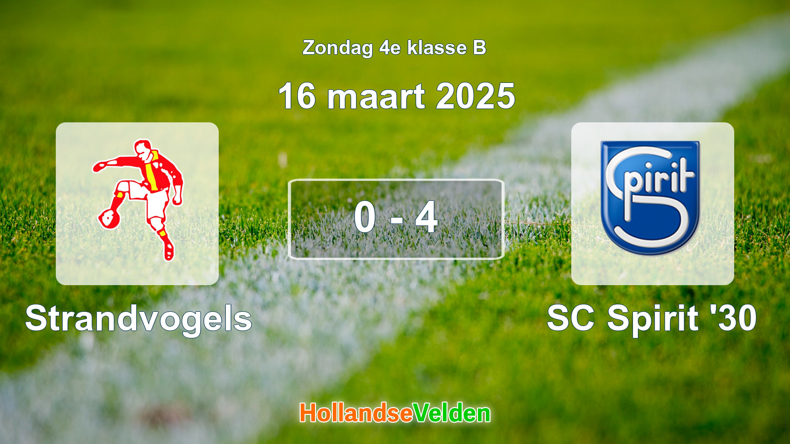Gespeelde wedstrijd: Strandvogels - SC Spirit '30 0 - 4 (16 maart 2025)