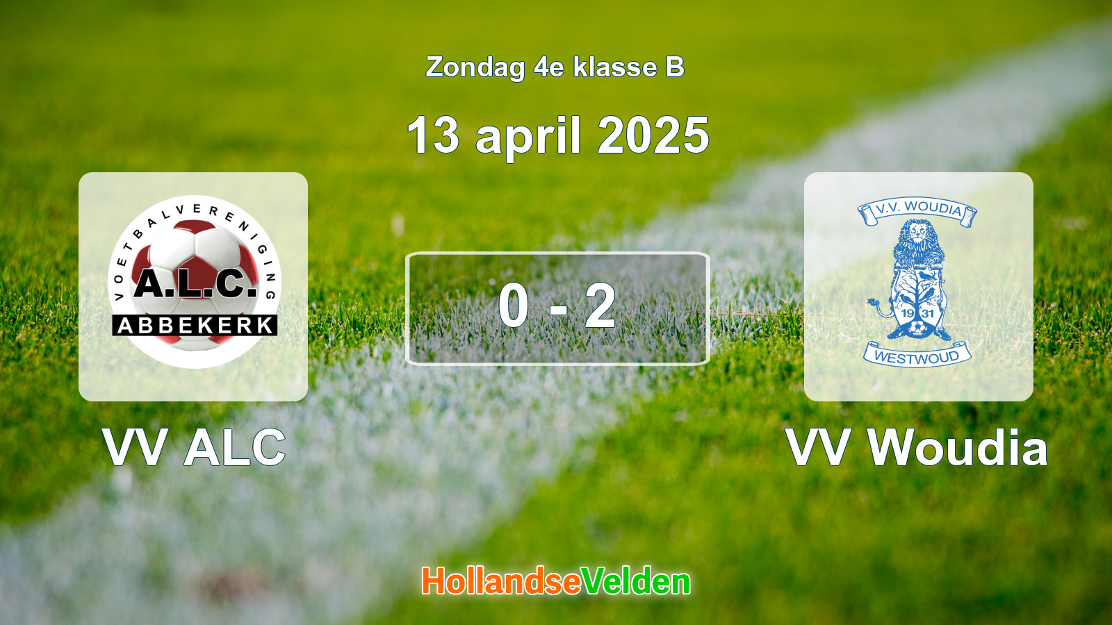 Gespeelde wedstrijd: VV ALC - VV Woudia 0 - 2 (13 april 2025)