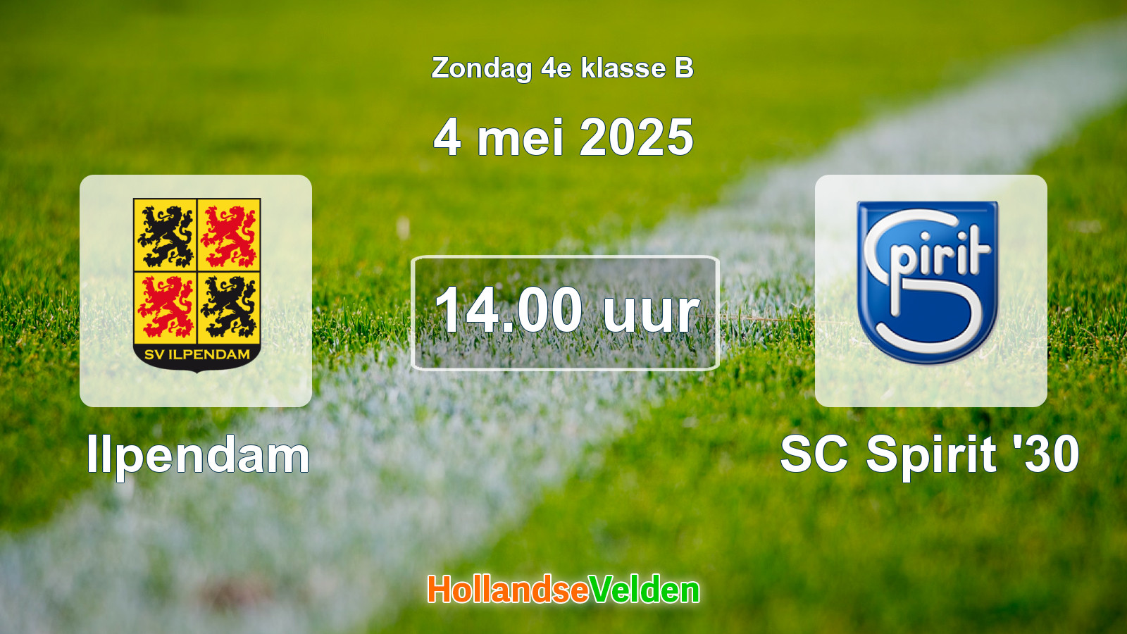 Geplande wedstrijd: Ilpendam - SC Spirit '30 (4 mei 2025)