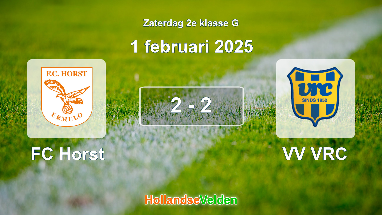 Gespeelde wedstrijd: FC Horst - VV VRC 2 - 2 (1 februari 2025)