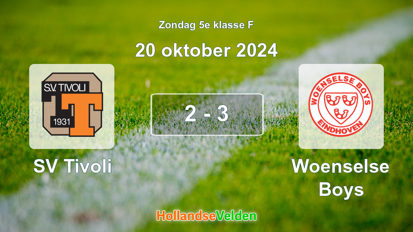 Gespeelde wedstrijd: SV Tivoli - Woenselse Boys 2 - 3 (20 oktober 2024)