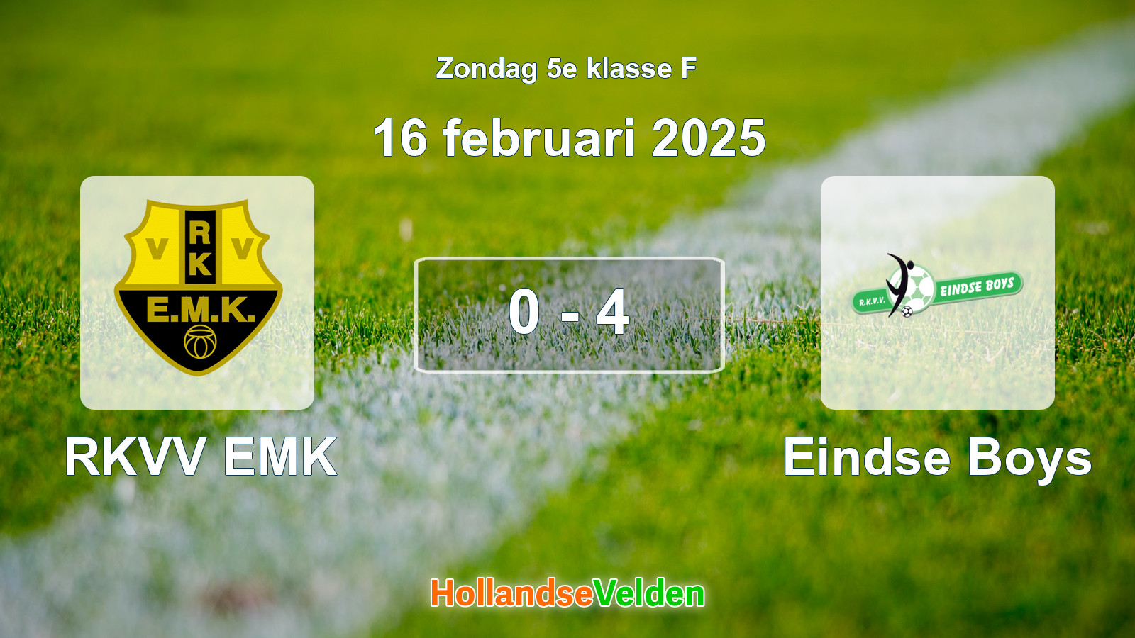 Gespeelde wedstrijd: RKVV EMK - Eindse Boys 0 - 4 (16 februari 2025)
