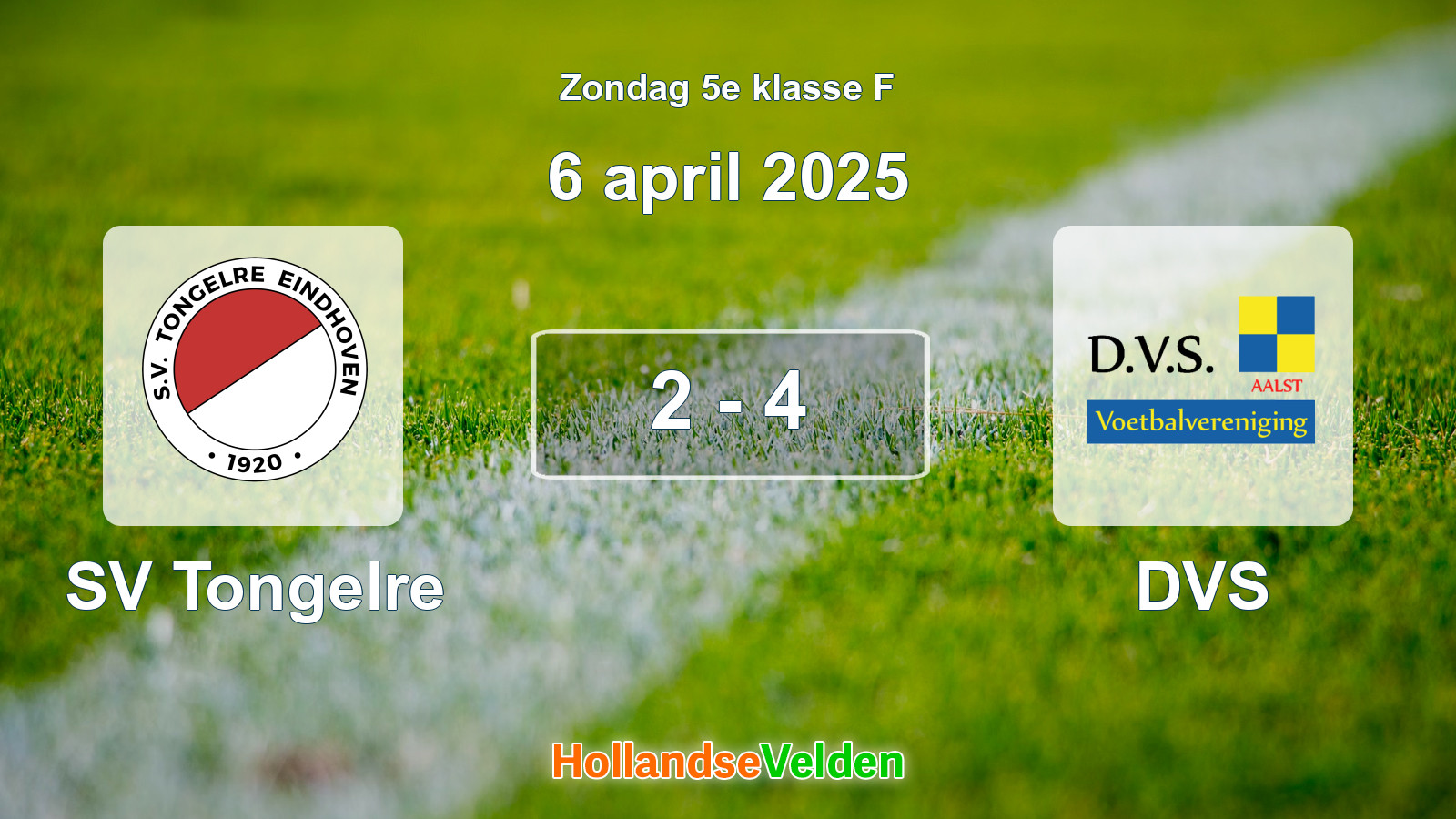 Gespeelde wedstrijd: SV Tongelre - DVS 2 - 4 (6 april 2025)