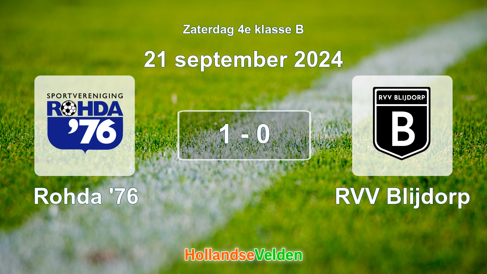 Gespeelde wedstrijd: Rohda '76 - RVV Blijdorp 1 - 0 (21 september 2024)