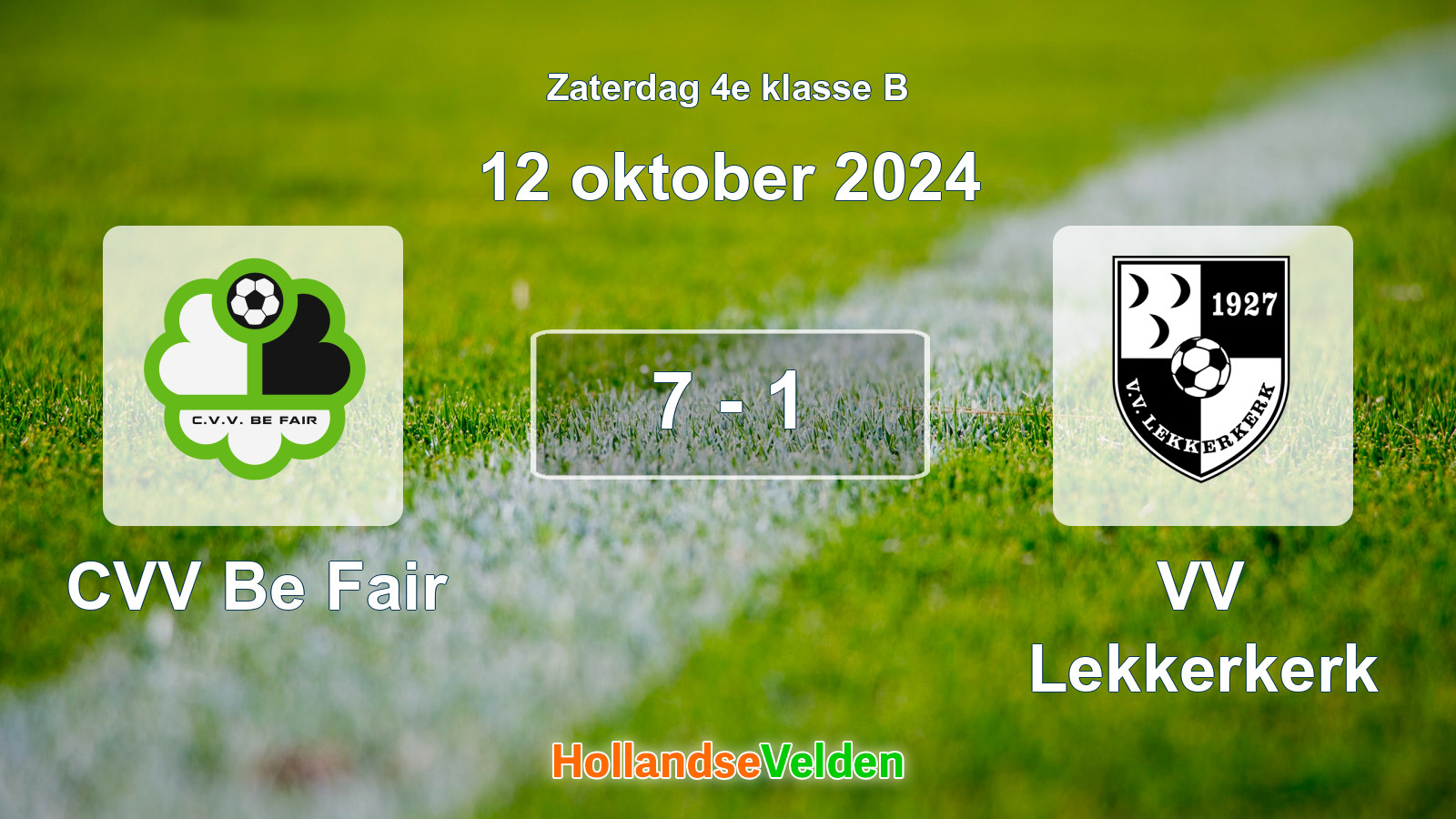 Gespeelde wedstrijd: CVV Be Fair - VV Lekkerkerk 7 - 1 (12 oktober 2024)