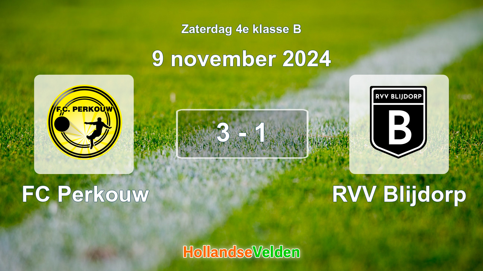 Gespeelde wedstrijd: FC Perkouw - RVV Blijdorp 3 - 1 (9 november 2024)