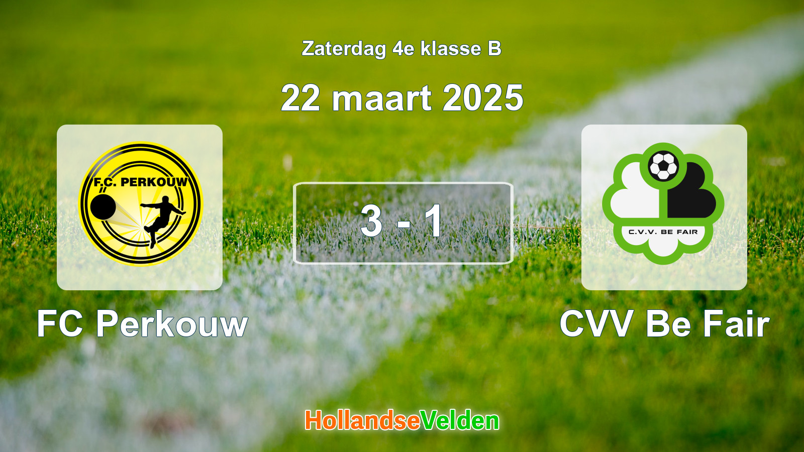 Gespeelde wedstrijd: FC Perkouw - CVV Be Fair 3 - 1 (22 maart 2025)