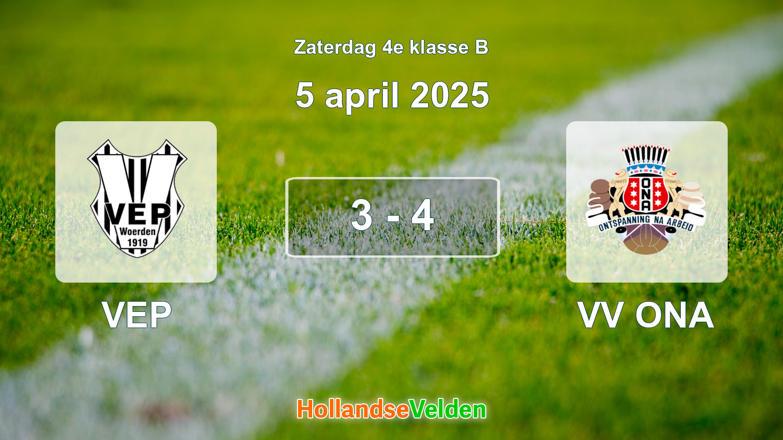 Gespeelde wedstrijd: VEP - VV ONA 3 - 4 (5 april 2025)