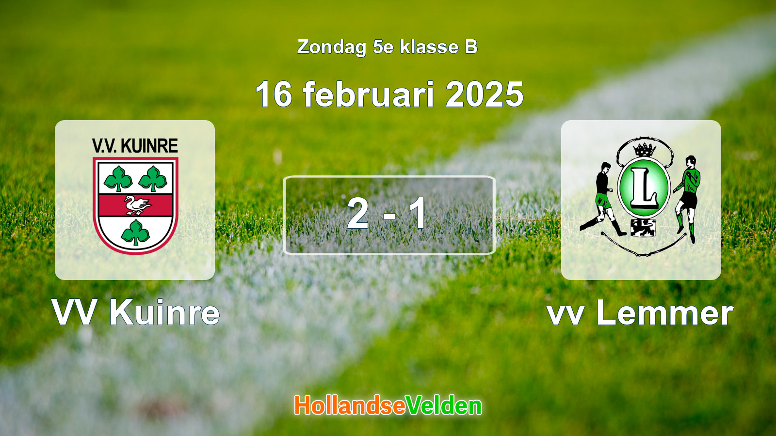Gespeelde wedstrijd: VV Kuinre - vv Lemmer 2 - 1 (16 februari 2025)