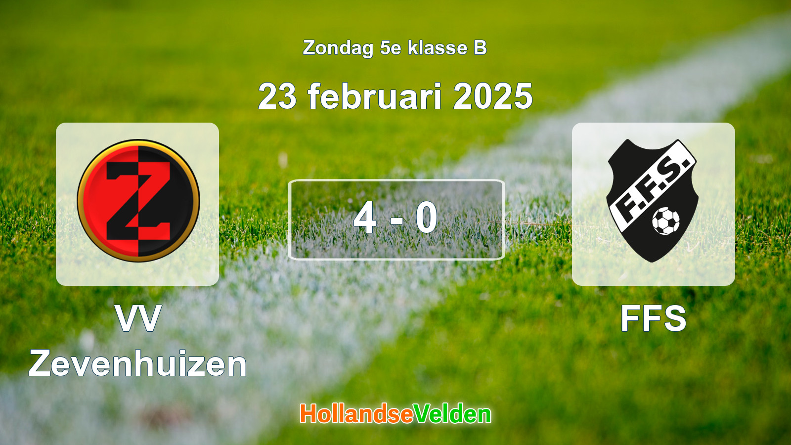 Gespeelde wedstrijd: VV Zevenhuizen - FFS 4 - 0 (23 februari 2025)