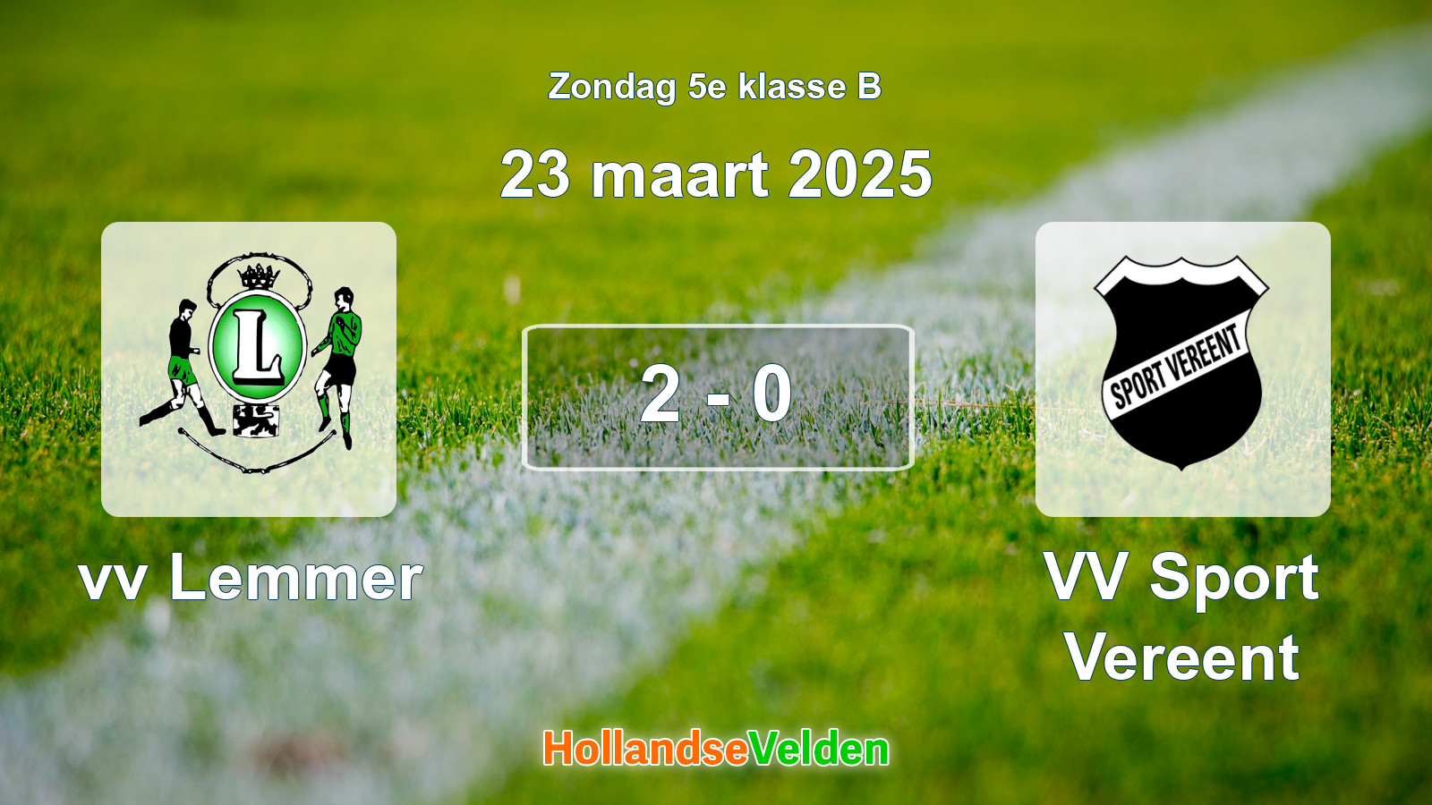 Gespeelde wedstrijd: vv Lemmer - VV Sport Vereent 2 - 0 (23 maart 2025)