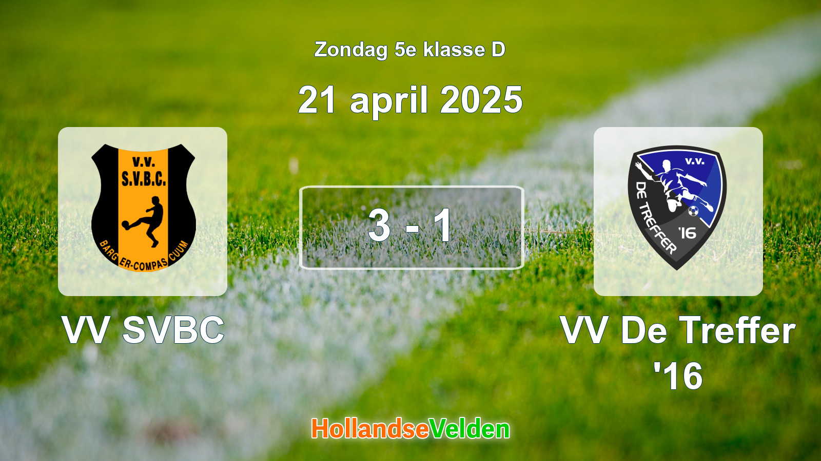 Gespeelde wedstrijd: VV SVBC - VV De Treffer '16 3 - 1 (21 april 2025)