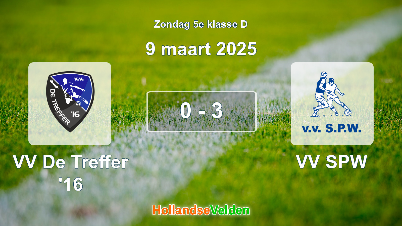 Gespeelde wedstrijd: VV De Treffer '16 - VV SPW 0 - 3 (9 maart 2025)