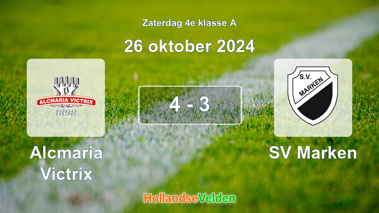 Gespeelde wedstrijd: Alcmaria Victrix - SV Marken 4 - 3 (26 oktober 2024)
