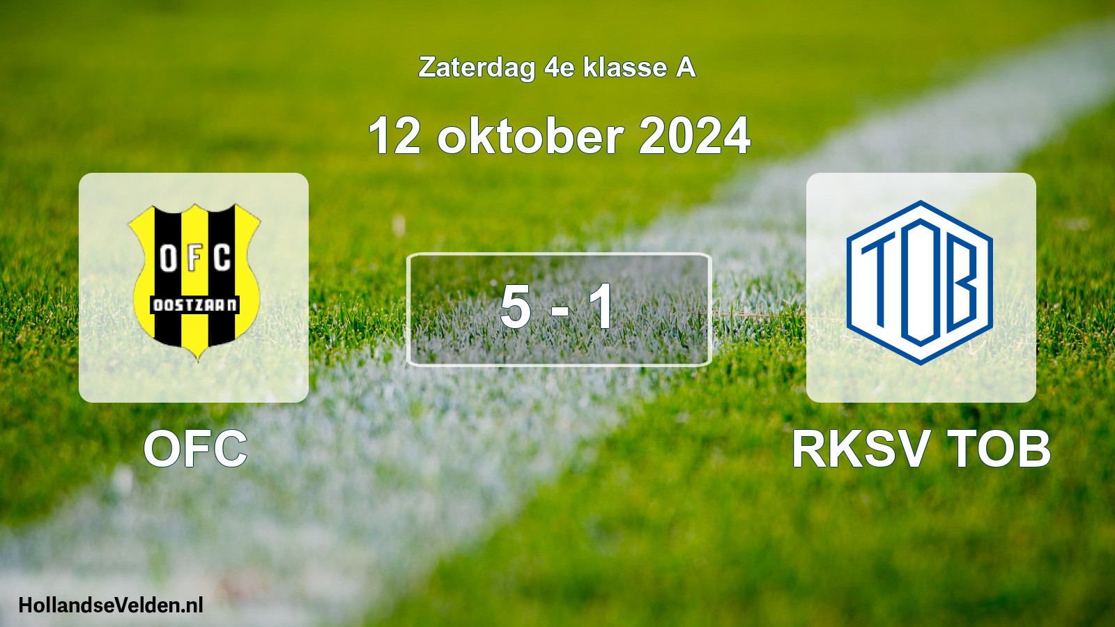 Gespeelde wedstrijd: OFC - RKSV TOB 5 - 1 (12 oktober 2024)