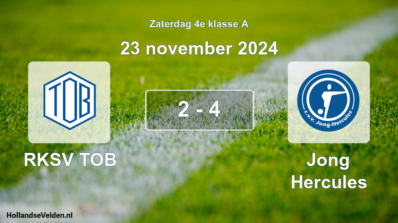 Gespeelde wedstrijd: RKSV TOB - Jong Hercules 2 - 4 (23 november 2024)