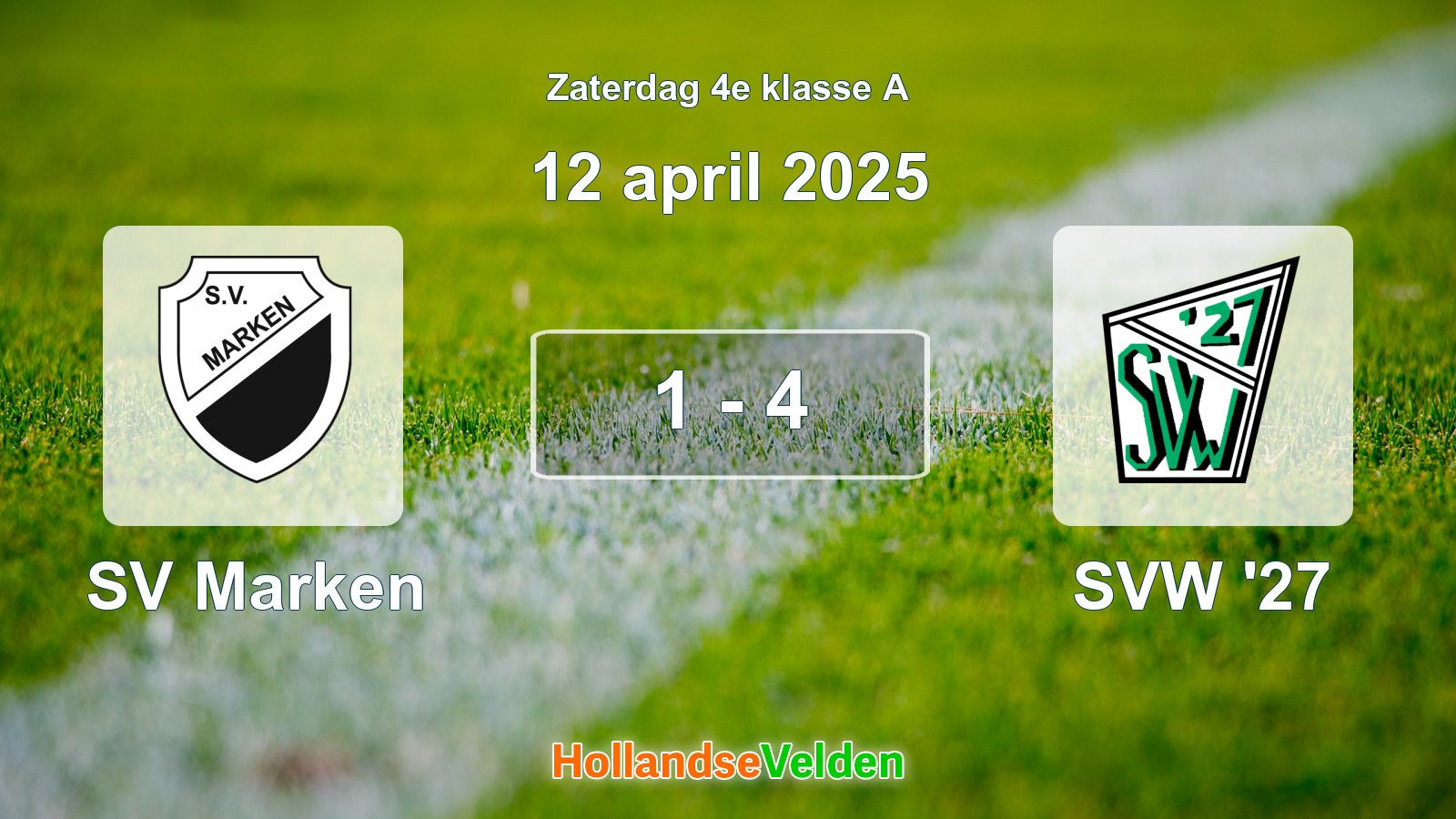Gespeelde wedstrijd: SV Marken - SVW '27 1 - 4 (12 april 2025)