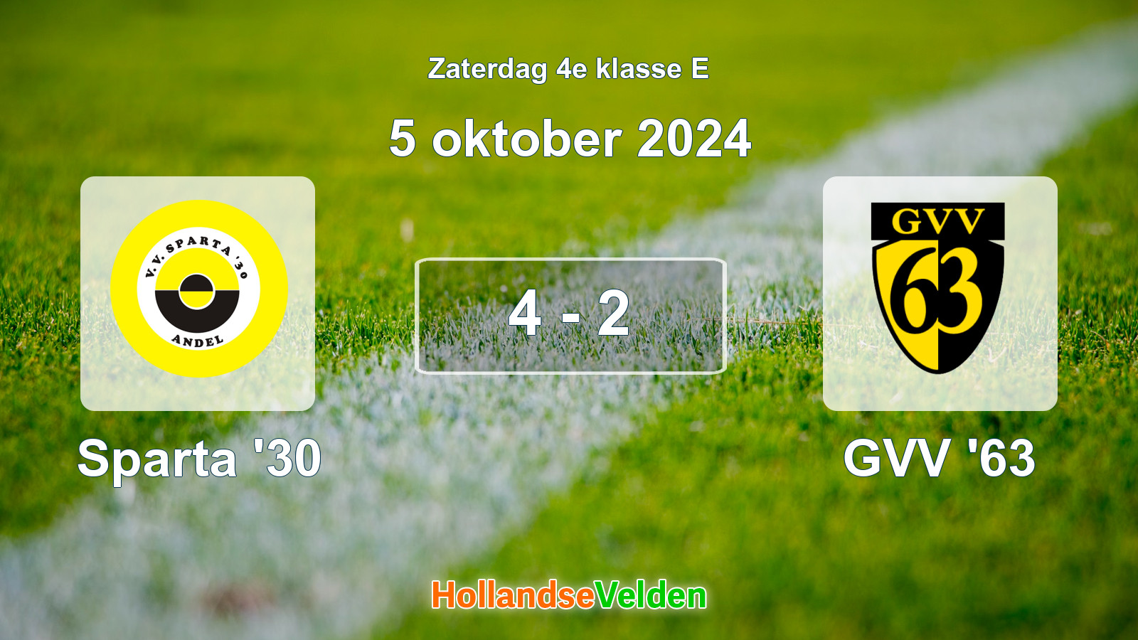 Gespeelde wedstrijd: Sparta '30 - GVV '63 4 - 2 (5 oktober 2024)