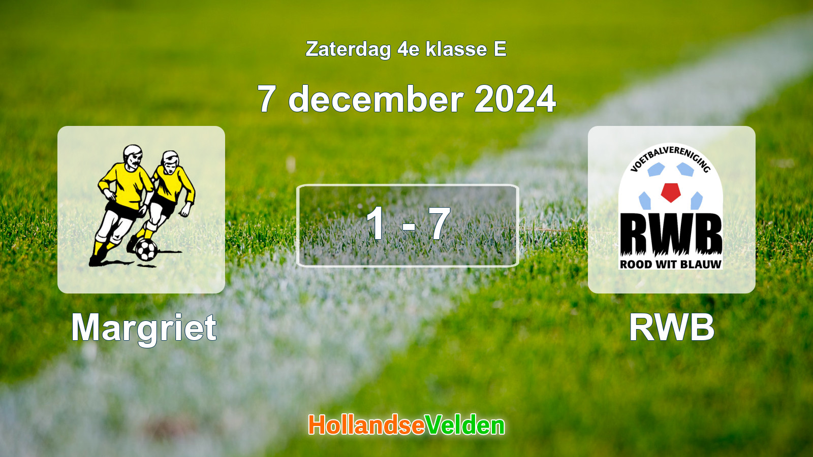 Gespeelde wedstrijd: Margriet - RWB 1 - 7 (7 december 2024)