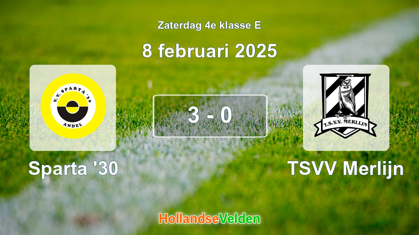 Gespeelde wedstrijd: Sparta '30 - TSVV Merlijn 3 - 0 (8 februari 2025)