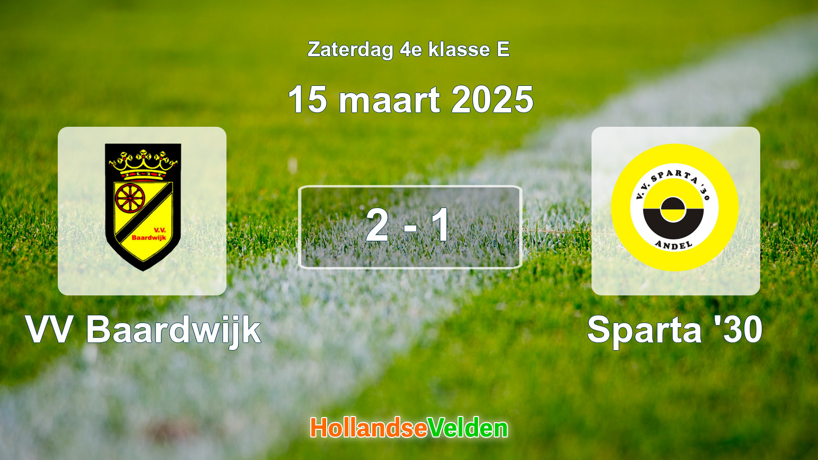 Gespeelde wedstrijd: VV Baardwijk - Sparta '30 2 - 1 (15 maart 2025)