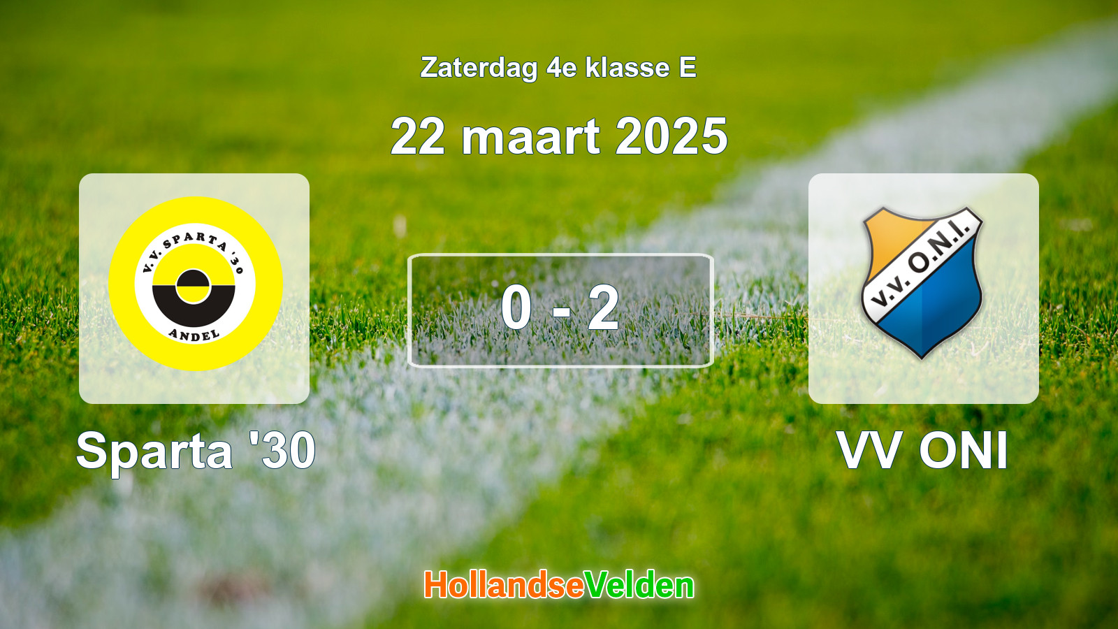 Gespeelde wedstrijd: Sparta '30 - VV ONI 0 - 2 (22 maart 2025)