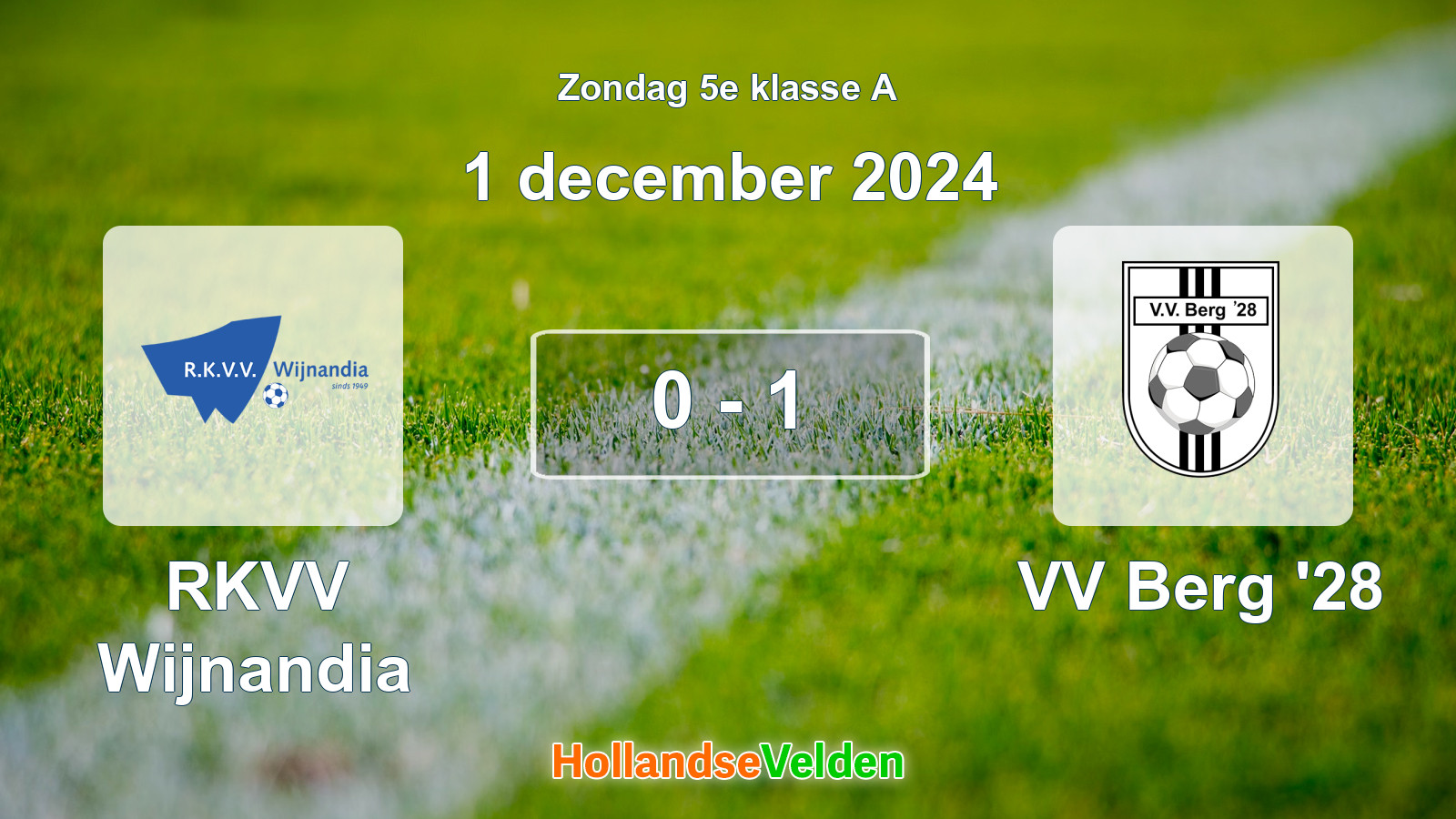 Gespeelde wedstrijd: RKVV Wijnandia - VV Berg '28 0 - 1 (1 december 2024)