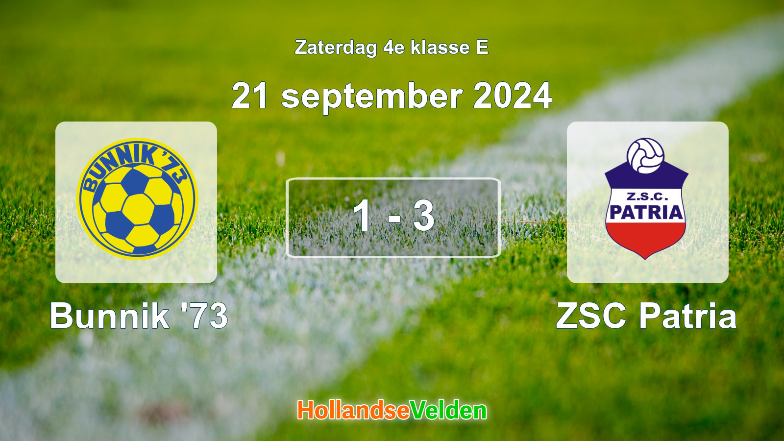 Gespeelde wedstrijd: Bunnik '73 - ZSC Patria 1 - 3 (21 september 2024)