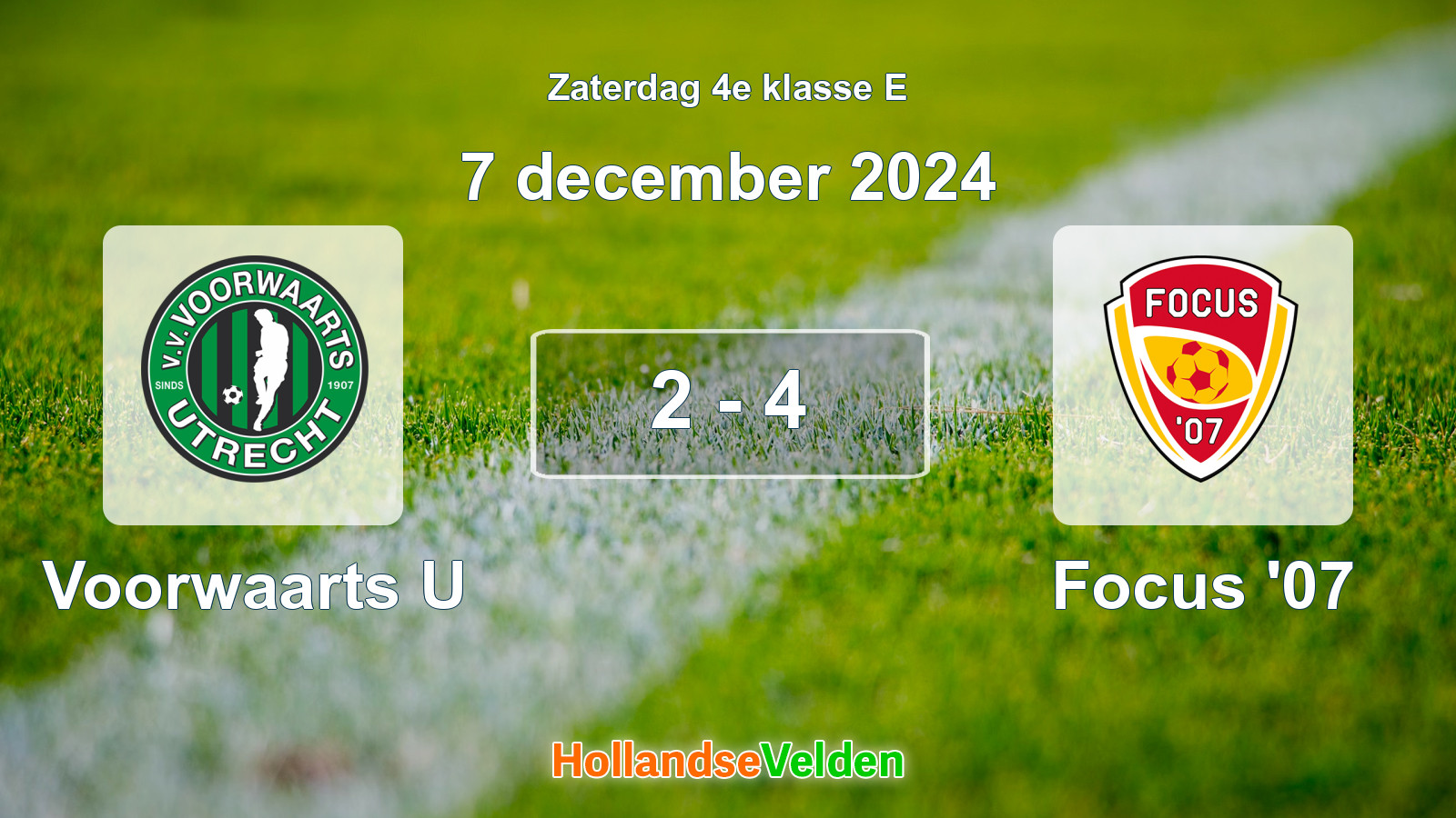 Gespeelde wedstrijd: Voorwaarts U - Focus '07 2 - 4 (7 december 2024)