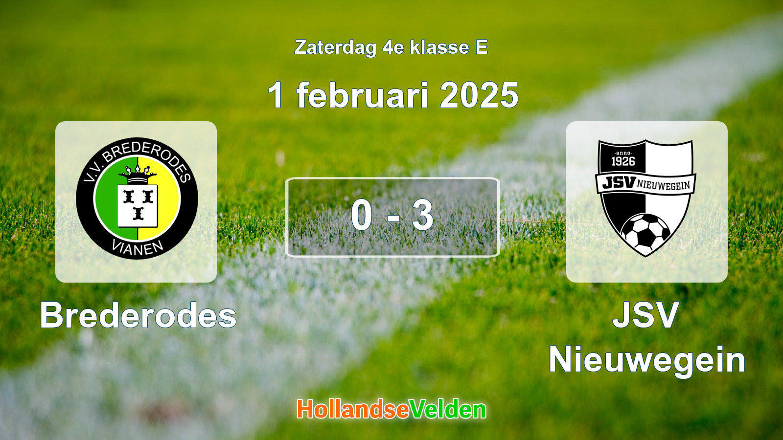Gespeelde wedstrijd: Brederodes - JSV Nieuwegein 0 - 3 (1 februari 2025)