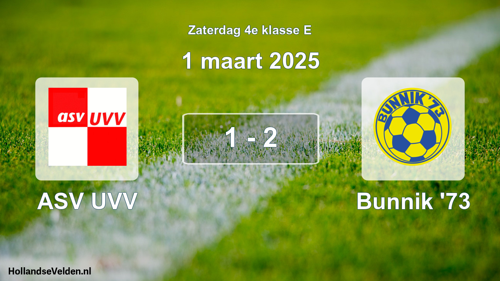 Gespeelde wedstrijd: ASV UVV - Bunnik '73 1 - 2 (1 maart 2025)