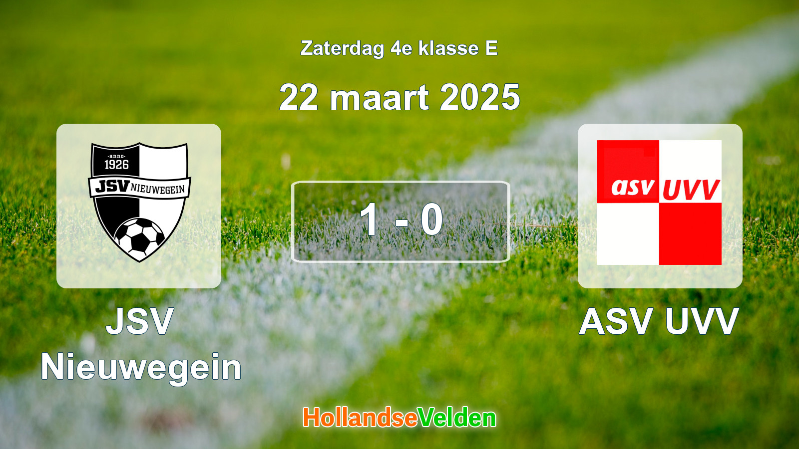 Gespeelde wedstrijd: JSV Nieuwegein - ASV UVV 1 - 0 (22 maart 2025)