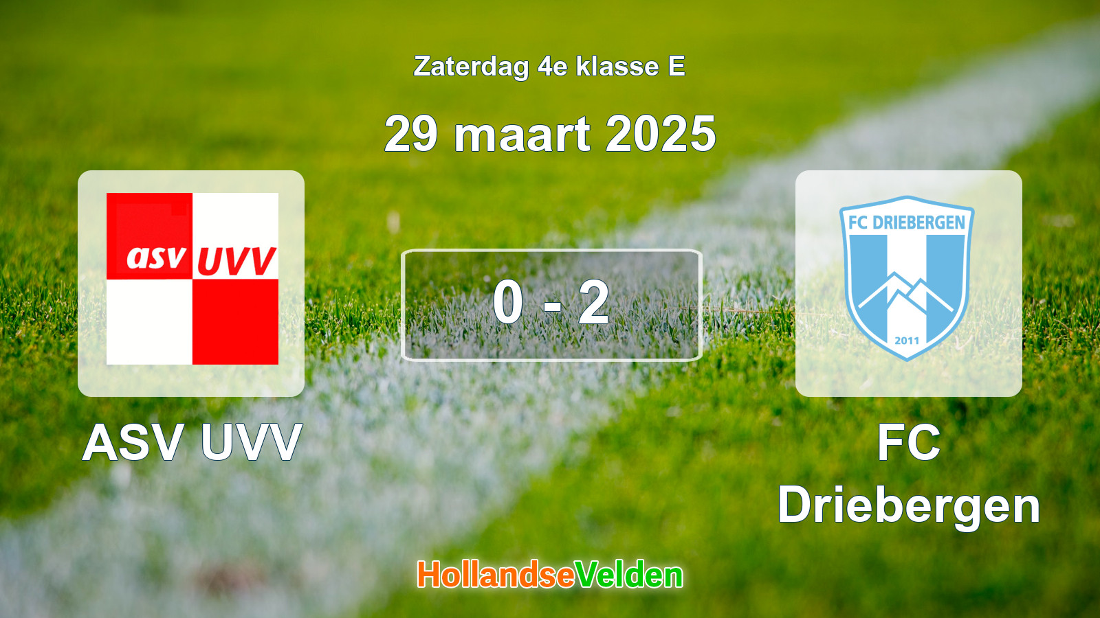 Gespeelde wedstrijd: ASV UVV - FC Driebergen 0 - 2 (29 maart 2025)