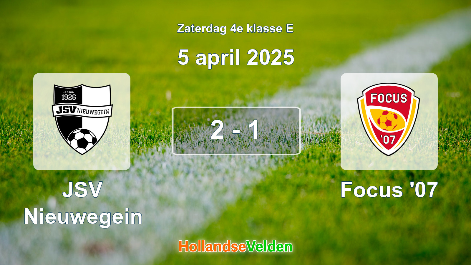 Gespeelde wedstrijd: JSV Nieuwegein - Focus '07 2 - 1 (5 april 2025)