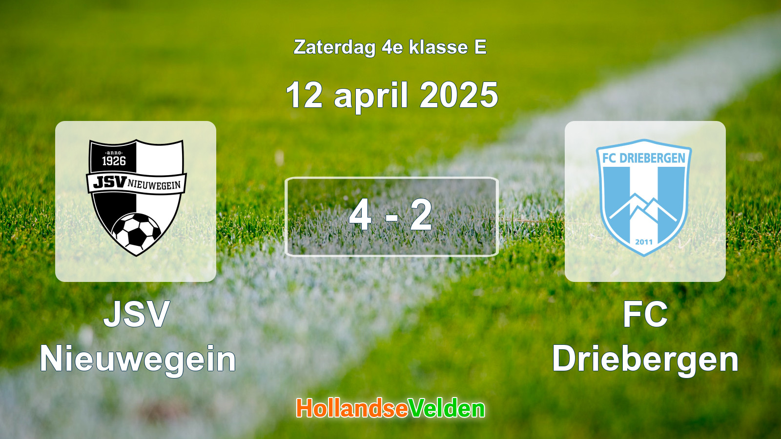 Gespeelde wedstrijd: JSV Nieuwegein - FC Driebergen 4 - 2 (12 april 2025)
