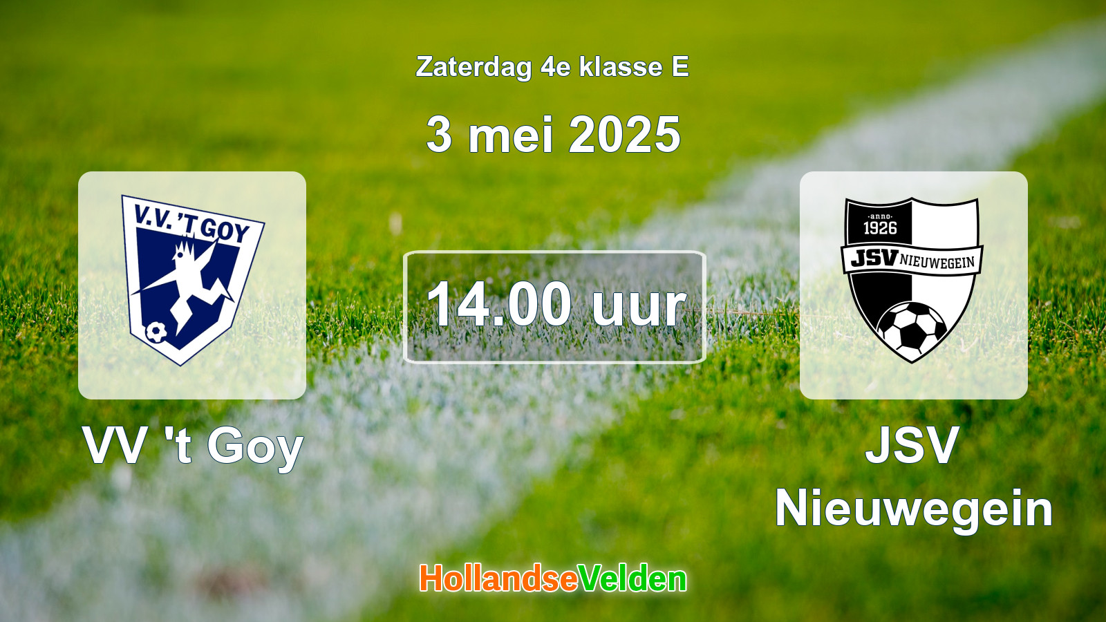 Geplande wedstrijd: VV 't Goy - JSV Nieuwegein (3 mei 2025)
